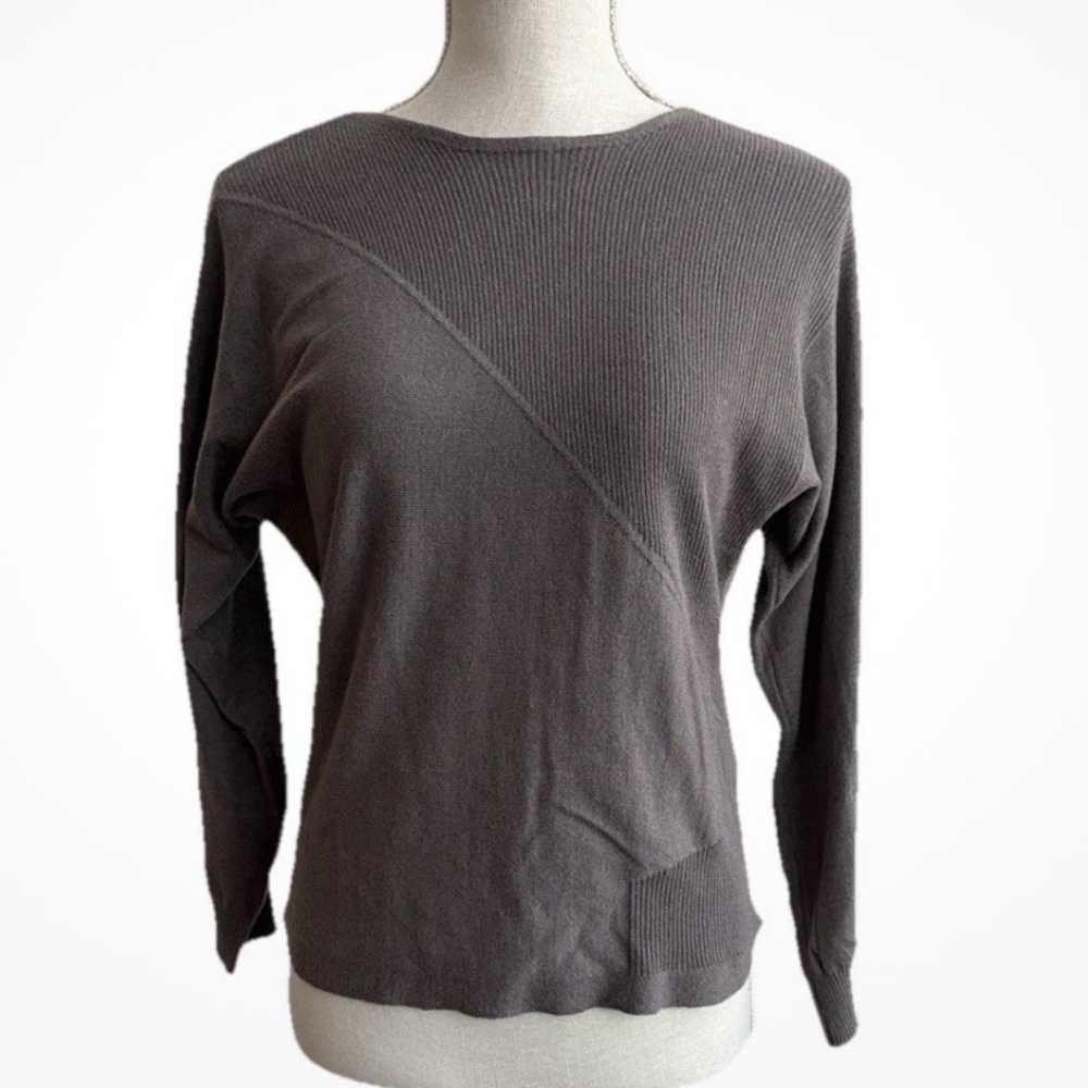 Grey Crew Neck 3/4 Sleeve PM Sweater